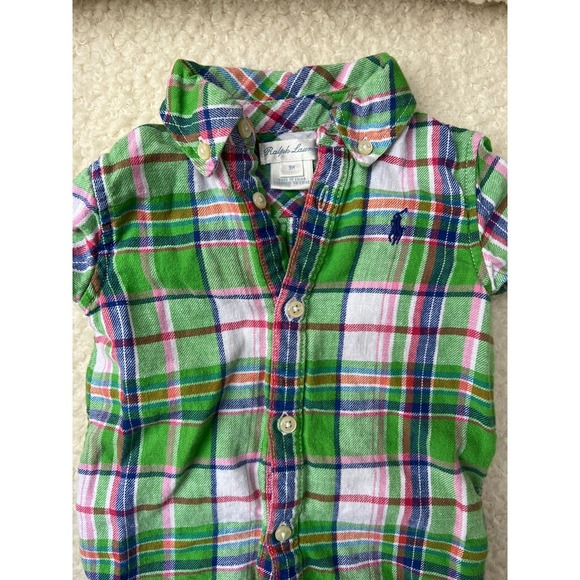 Y2K Ralph Lauren Preppy Plaid 9M Romper - Picture 2 of 3